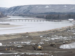 The Site C Dam construction site is seen along the Peace River in Fort St. John on April 18.