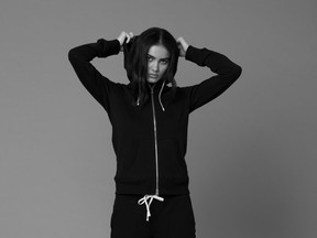 A model wears a look from the new Reigning Champ women's collection.