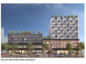 Architectural rendering of a redevelopment at 33 West Cordova in Gastown by Henriquez Partners Architects.