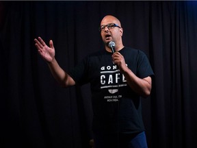 Comedian Ali Hassan poses for a photograph at The Corner Comedy Club in Toronto.