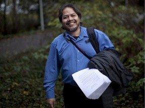 Sanctuary seeker Jose Figueroa speaks during a press conference in Victoria, Monday, November 28, 2016. A Federal Court judge in Vancouver has dismissed another application from an El Salvadoran refugee who says his name has been tarnished by the Canadian government over allegations of past links to terrorism.