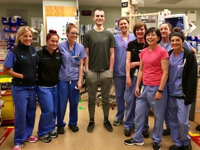 Bjorn Morris recently went to VGH to thank all of the health professionals who saved his life after he was stabbed in the heart in a random attack.