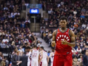 Toronto Raptors guard Kyle Lowry gestures against the Washington Wizards on Nov. 19.