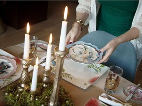 Designer Janette Ewen takes an eclectic approach to holiday decor and entertaining, sourcing secondhand items through online sites, thrift stores, and vintage markets.