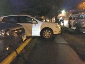 The Santa float in Santa's Light Parade in Victoria backed into this car on Nov. 25, pushing it from a parking lot onto the sidewalk.