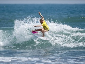 Mathea Olin of Tofino competing at the International Surfing Association World Junior Championships in Japan.