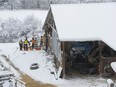 Police search a barn on a ranch on Salmon River Road near Salmon Arm, BC Friday, November 3, 2017. Police completed their search on Nov. 9.