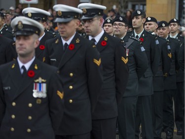 Remembrance Day ceremony at the Victory Square Cenotaph in Vancouver, BC Saturday, November 11, 2017.