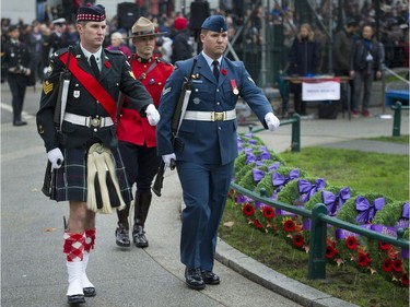 Remembrance Day ceremony at the Victory Square cenotaph in Vancouver, B.C. Saturday, November 11, 2017.