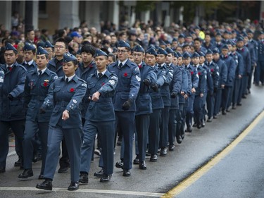 Remembrance Day ceremony at the Victory Square cenotaph in Vancouver, B.C. Saturday, November 11, 2017.