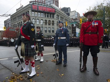 Remembrance Day ceremony at the Victory Square cenotaph in Vancouver, B.C., Saturday, November 11, 2017.