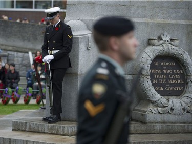 Remembrance Day ceremony at the Victory Square cenotaph in Vancouver, B.C. Saturday, November 11, 2017.