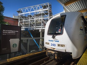 FILE PHOTO - Construction of an extra platform at Broadway and Commercial Skytrain station in Vancouver, B.C., September 13, 2017.