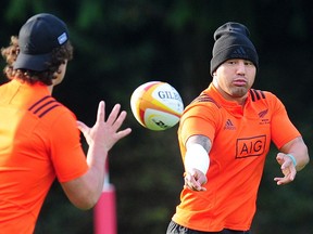 Canada's Ash Dixon practices in advance of Friday's rugby match between Team Canada and the NZ Maori at B.C. Place Stadium.