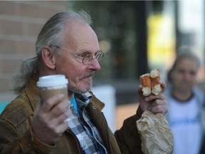 Fraser Stuart speaks with the media Nov. 1 as over 65 people have agreed to take part in this year's Welfare Food Challenge and eat only what they can buy for $19 a week, the amount a person on welfare would have left after paying for other necessary living expenses.