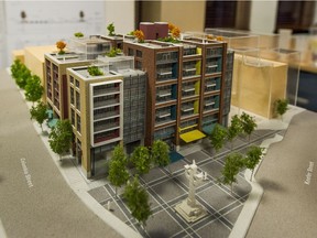 A model of a proposed Chinatown condo development at 105 Keefer Street at a town hall meeting. The proposal was rejected Monday by the City of Vancouver's development permit board.