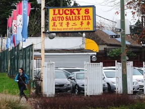 The Lucky 8 used car lot in the 700-block Kingsway in Vancouver is the business address of Lucky Eight Enterprises, which has been involved in two B.C. civil forfeiture cases and is named in about 10 motor vehicle crash claims involving drivers who leased company vehicles.