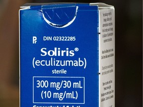 FILE PHOTO - A package of Soliris, a drug Brian Tjepkema needs to treat a rare genetic disorder known as atypical Hemolytic Uremic Syndrome.