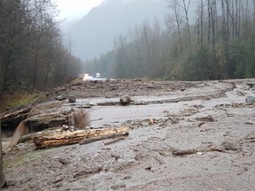 Hwy 1 in the Bridal Falls area of the debris flow incident.