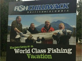 Tourism Chilliwack on Wednesday removed a billboard near Cultus Lake that showed sport fishermen mishandling a white sturgeon, a threatened species in the lower Fraser River. Large sturgeon should never be removed from the water.