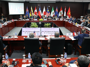 Trade ministers and delegates from the remaining members of the Trans-Pacific Partnership work toward a deal in Danang, Vietnam in November.