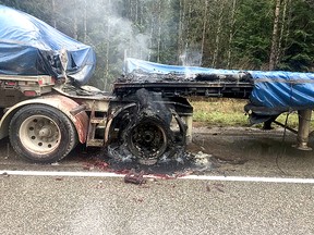 Chemical tanker truck spill on the Coquihalla Highway. Photo courtesy of RAM Environmental Response Ltd
