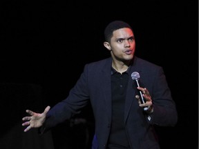 Comedian Trevor Noah performs on stage during the 11th Annual Stand Up for Heroes benefit, presented by the New York Comedy Festival and The Bob Woodruff Foundation, at the Theater at Madison Square Garden on Tuesday, Nov. 7, 2017, in New York.