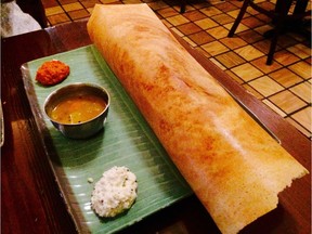 Dosa at Davie Dosa with chutneys.