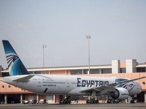 An EgyptAir plane is seen parked the terminal at Cairo International Airport on May 20, 2016.