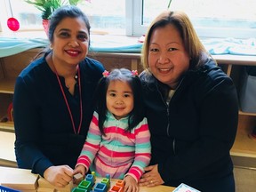 Zabeen Hussain (left) runs a morning StrongStart program at John Henderson Elementary in East Vancouver. The school is hoping for Adopt-A-School funds to open a second pre-kindergarten class in the afternoons.