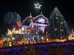 The Christmas light decorations at 4967 Chalet Place, North Vancouver.