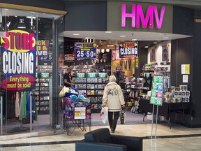 An HMV outlet is seen at the Mic Mac Mall in Dartmouth, N.S. on Friday, Feb. 24, 2017. Adrian Doran knows he's clinging onto what many consider an obsolete music format, but for him there's still plenty to love about compact discs.
