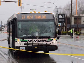 Shortly before 8:30 a.m., Abbotsford Emergency Services responded to a collision at South Fraser Way and Hill-Tout Street involving a pedestrian who was struck at a crosswalk by a transit bus.  A 9-year-old girl who was struck by the bus died in hospital of critical injuries.