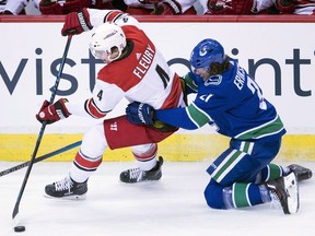 If the injury-riddled Vancouver Canucks hope to avoid falling out of contention for an NHL playoff berth, columnist Ed Willes said they need players like Loui Eriksson, right, to step up and lead the charge.