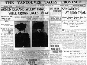 Front page of the Jan. 5, 1906 Vancouver Daily Province regarding the trial of Esther Jones and Theresa Jackson for the murder of Thomas Jackson in November of 1905.