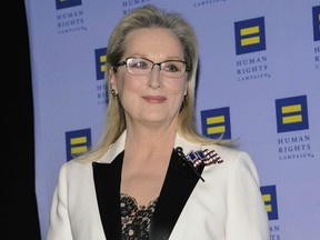 FILE - In this Feb. 11, 2017, file photo, Meryl Streep attends the Human Rights Campaign Greater New York Gala at Waldorf Astoria Hotel in New York. Streep says in a statement Monday, Dec. 18, that she did not know Harvey Weinstein was allegedly harassing and assaulting women when they worked together.