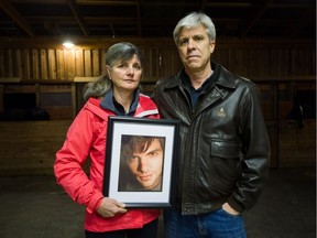 Lianne and Tom Dean, parents of Bradley Dean, in Langley, B.C., December 4, 2017. Bradley was killed last November while riding with his cycling group on River Road in Richmond.