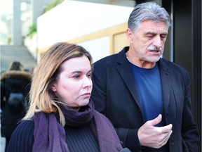 Clara and Mitch Gordic react after the sentencing of Arvin Golic for the killing of their son, Luka Gordic, outside B.C. Supreme Court in Vancouver on Tuesday.