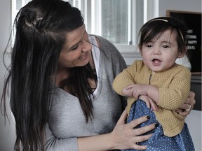 Ashley Durance and her daughter Hazel, who was born prematurely at 23 weeks last November and spent her first Christmas in Royal Columbian Hospital.