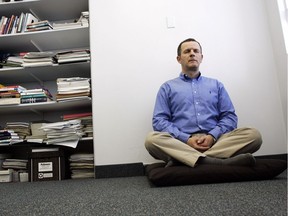 Zindel Segal, a psychologist, demonstrates meditative therapy in his office in Toronto on May 22, 2008. Mindfulness meditation, based on the Buddha's teachings, is gaining ground with therapists.