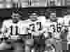 Jim Jardine, left, with Simon Fraser University teammates Chris Beaton (77) and Dave Cutler (36) in a Nov. 15, 1968, team photo.