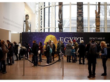 People line up for tickets to various activities going on at the Royal BC Museum in Victoria, B.C., on Thursday, December 21, 2017.