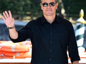 Actor Matt Damon arrives for the 74th edition of the Venice Film Festival, at Venice Lido, Italy, Wednesday, Aug. 30, 2017.