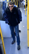 Transit police released a photo of a man alleged to have threatened a SkyTrain passenger with scissors on Dec. 7.