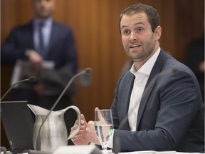 Michael van Hemmen of Uber Canada speaks to a all-party committee on ride-hailing in Vancouver on Monday, Jan. 8, 2018.