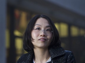 Agnes Tong outside the New West Provincial Court.