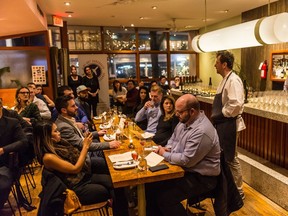 Chef David Thompson addresses diners at Dine Out Vancouver's chef exchange dinner at Maenam.