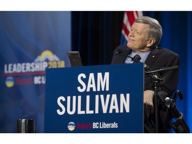 Liberal leader candidate Sam Sullivan  at the Westin Bayshore Tuesday evening for the BC Liberal Party leadership debate.