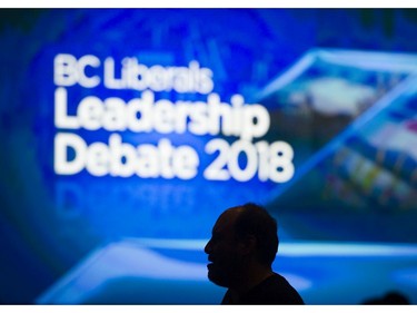 A man attends the BC Liberal leadership debate at the Weston Bayshore  Vancouver, January 23 2018.