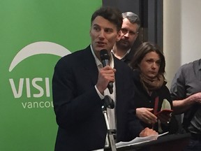 Vancouver mayor Gregor Robertson at the Vision Vancouver annual general meeting in Vancouver on Monday, January 15, 2018.